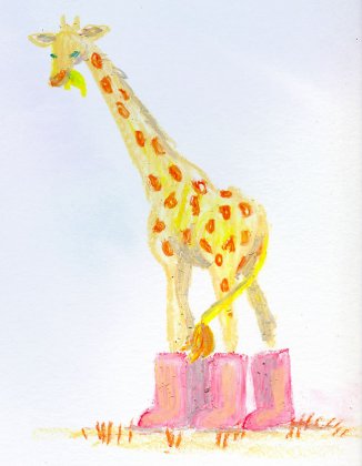 giraffe in galoshes