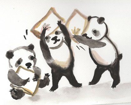panda pillow fight