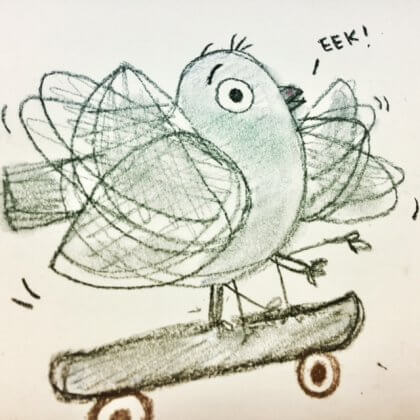 skateboarding pigeon